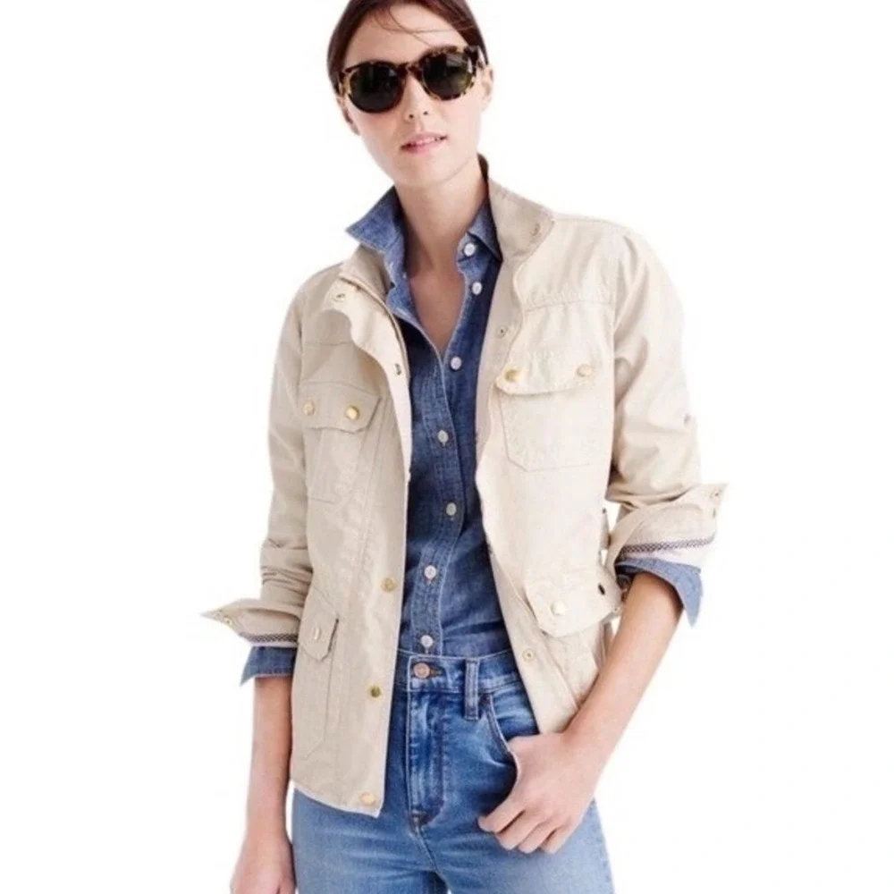 J.Crew Womens Downtown‎ Field Jacket Size XS Coated Cotton City Trench Travel